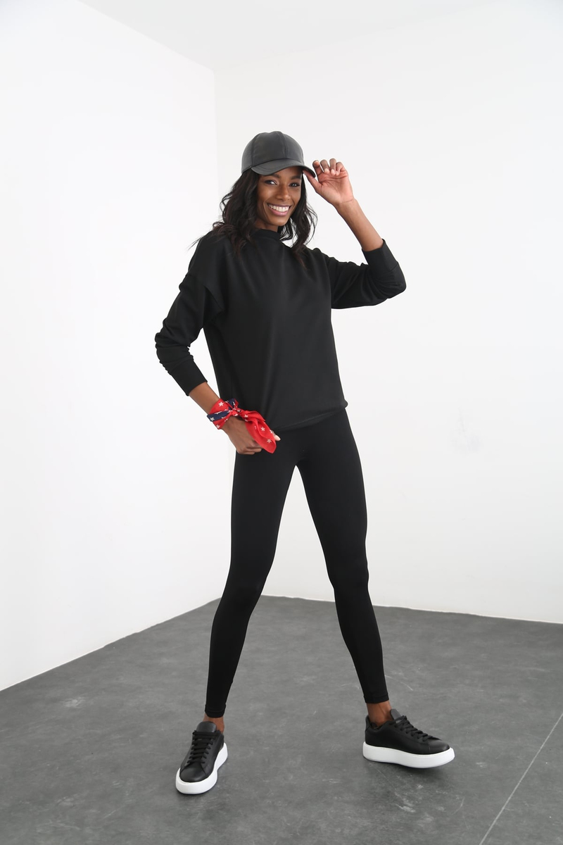 Siyah Basic Sweatshirt 9002