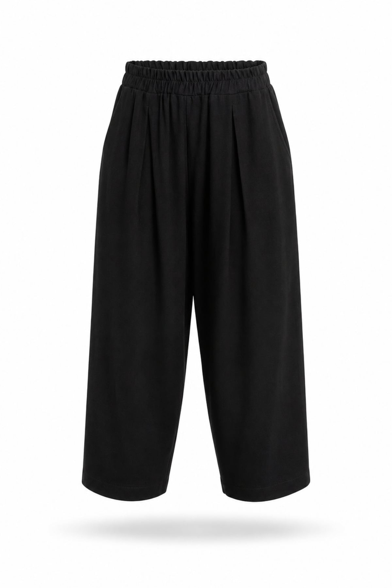 Siyah Beli Lastikli Bol Kesim Pantolon 30285