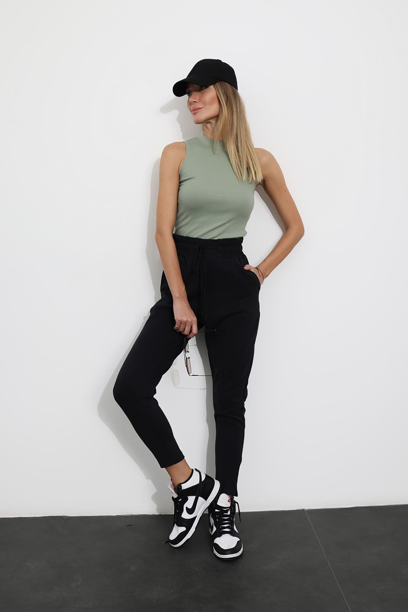 Siyah Beli Lastikli Modal Eşofman 25473