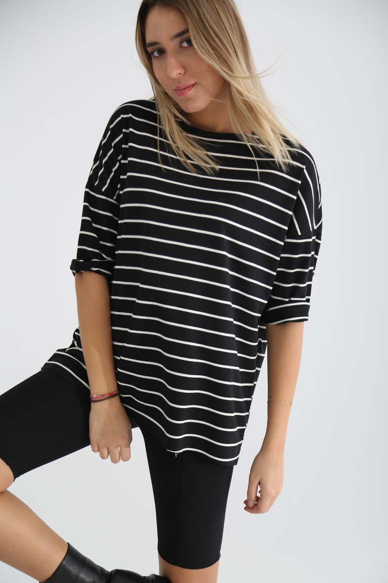 Siyah Çizgili Basic Tshirt 0117