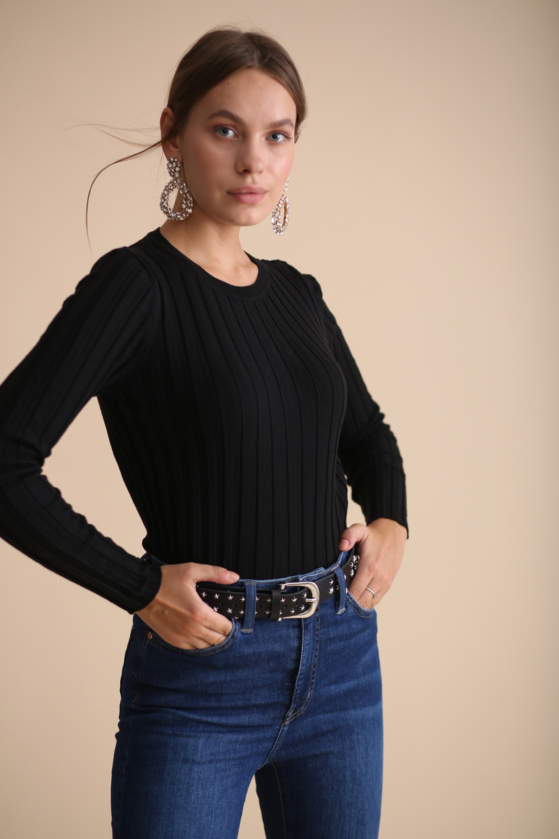 Siyah Fitilli Basic Triko 90718