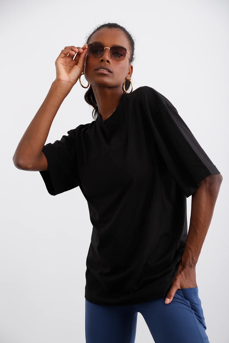 Siyah Kısa Kol Basic Tshirt 