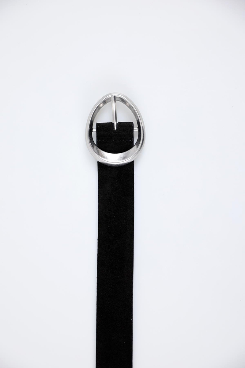 Siyah Oval Tokalı Süet Kemer 