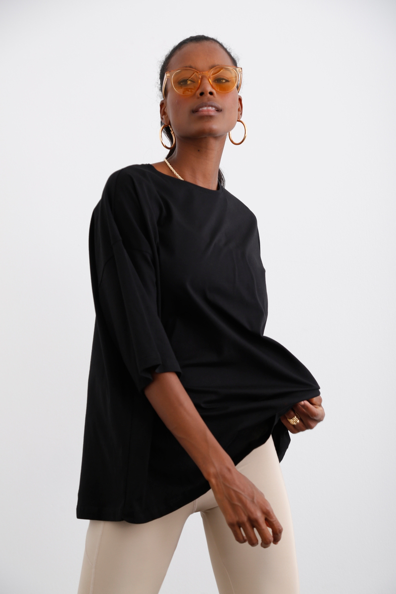 Siyah Oversize Kısa Kol Tshirt 0032