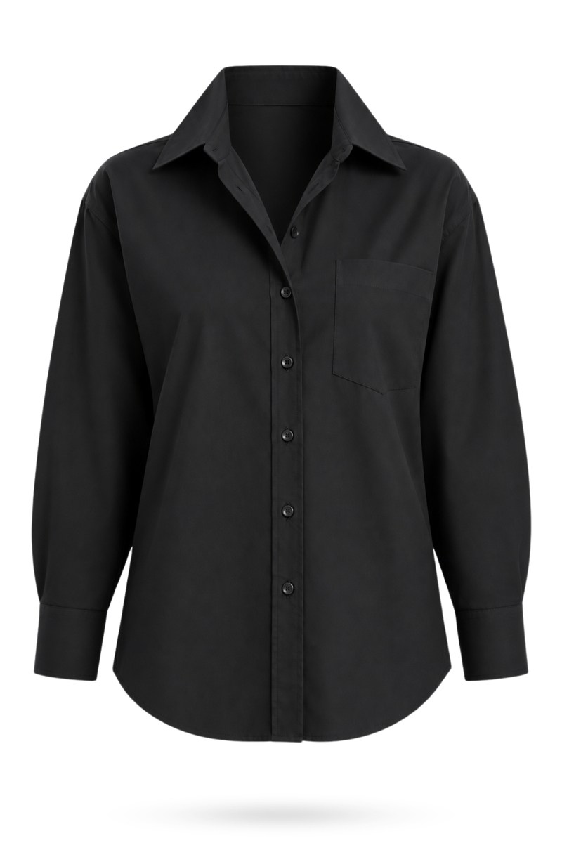 Siyah Oversize Poplin Gömlek 4112