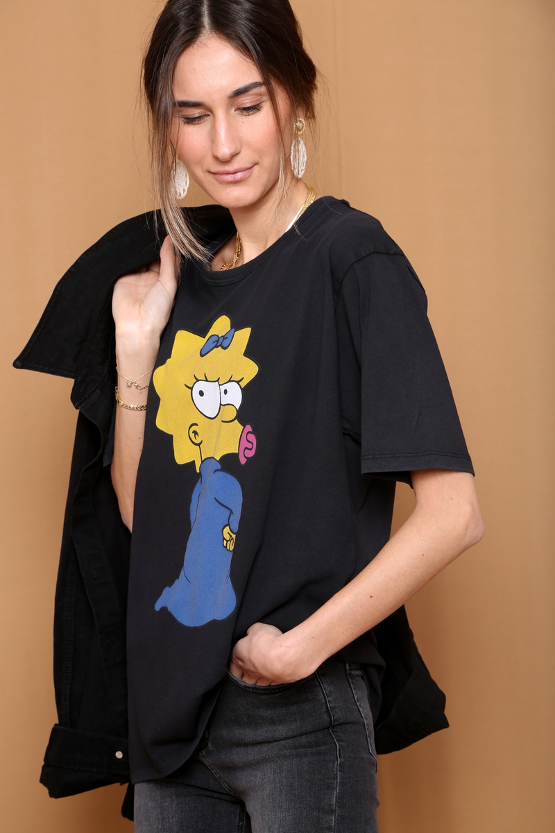Siyah Simpson Baskılı Tshirt