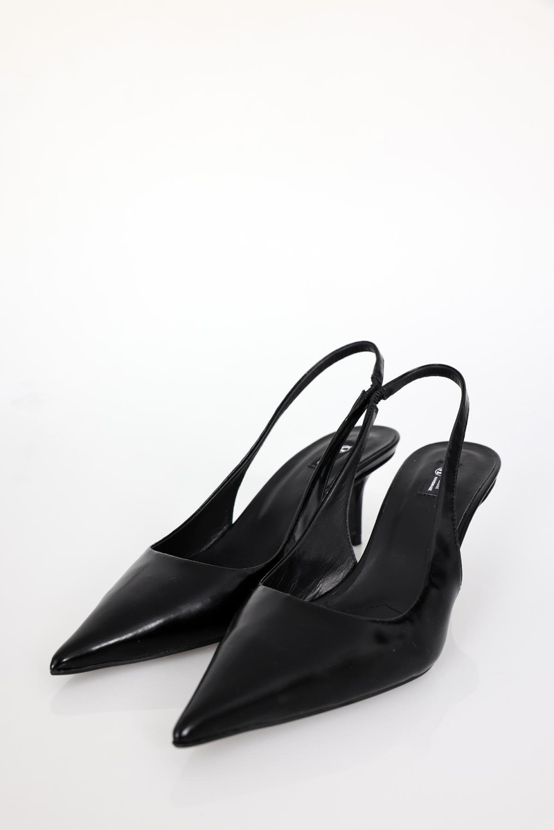 Siyah Sivri Burun Slingback 25149