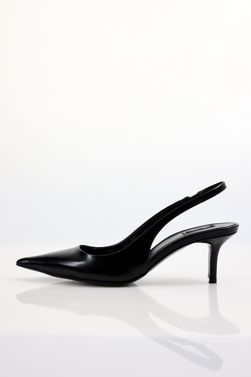 Siyah Sivri Burun Slingback 25149