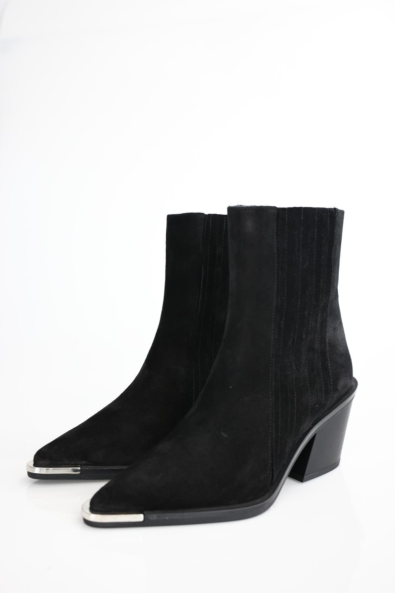 Siyah Sivri Burun Topuklu Chelsea  Bot 115816
