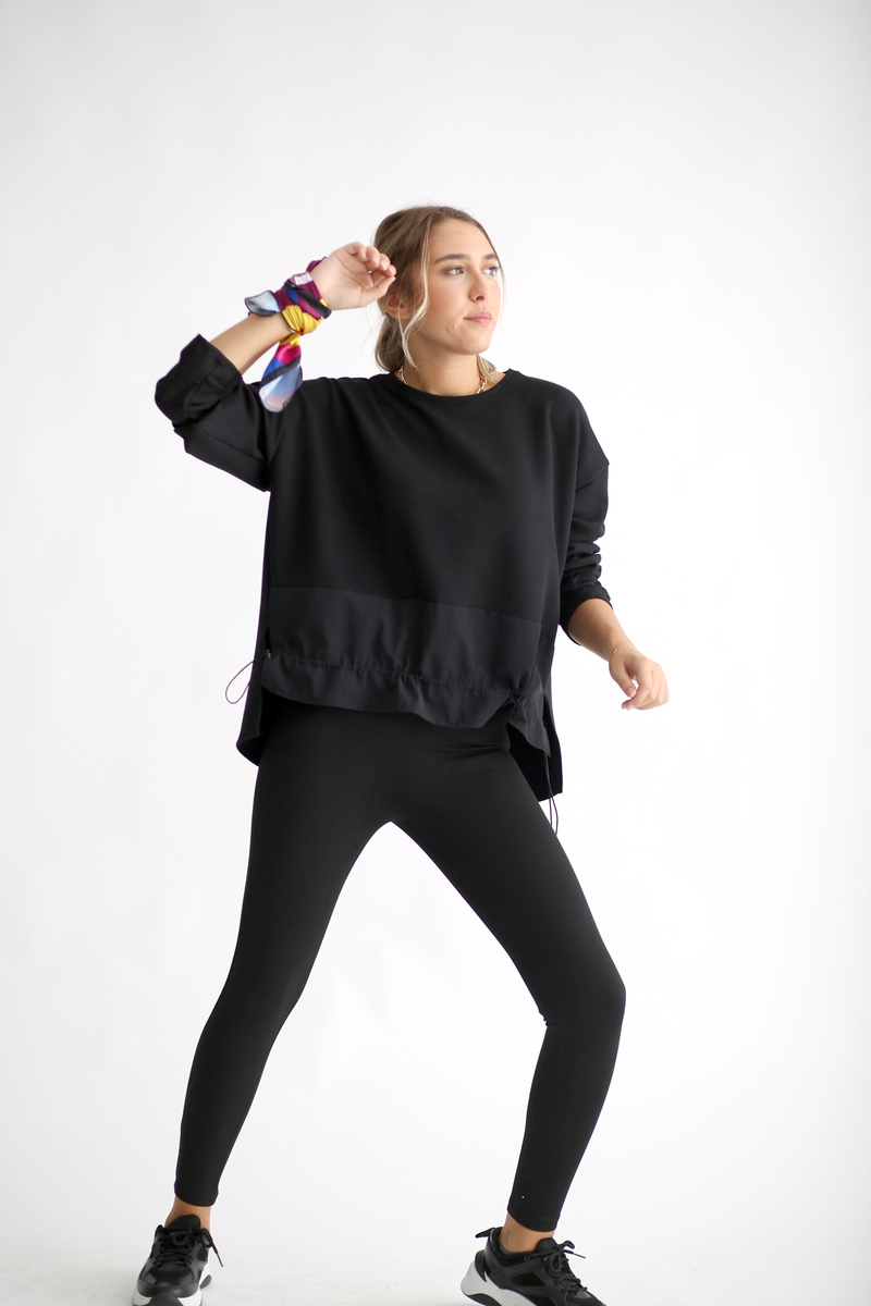 Siyah Üstü Penye Altı Poplin Sweatshirt 25325
