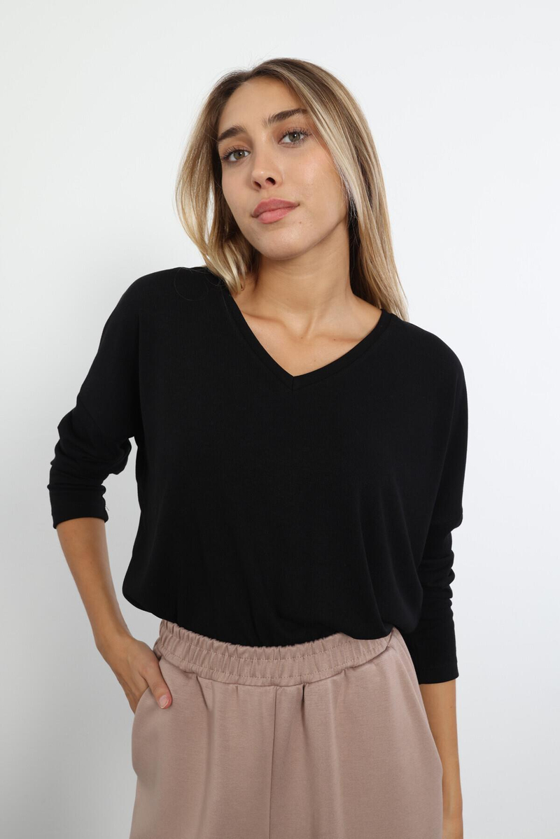 Siyah V Yaka Basic Triko 7590
