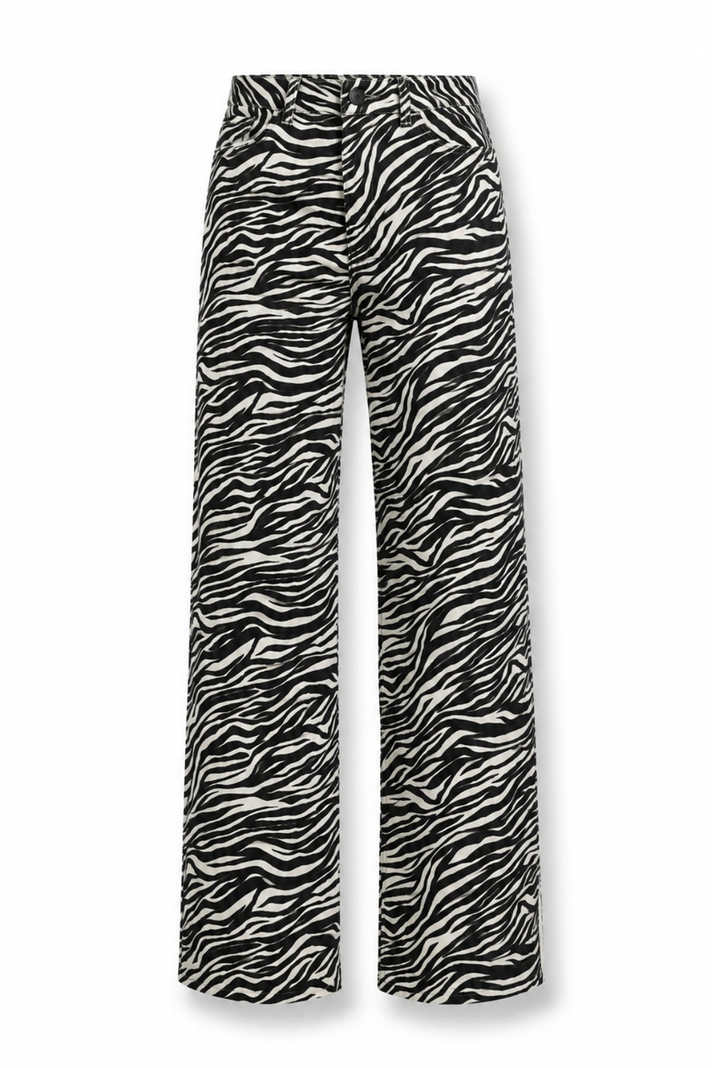 Siyah Zebra Desenli Pantolon 035