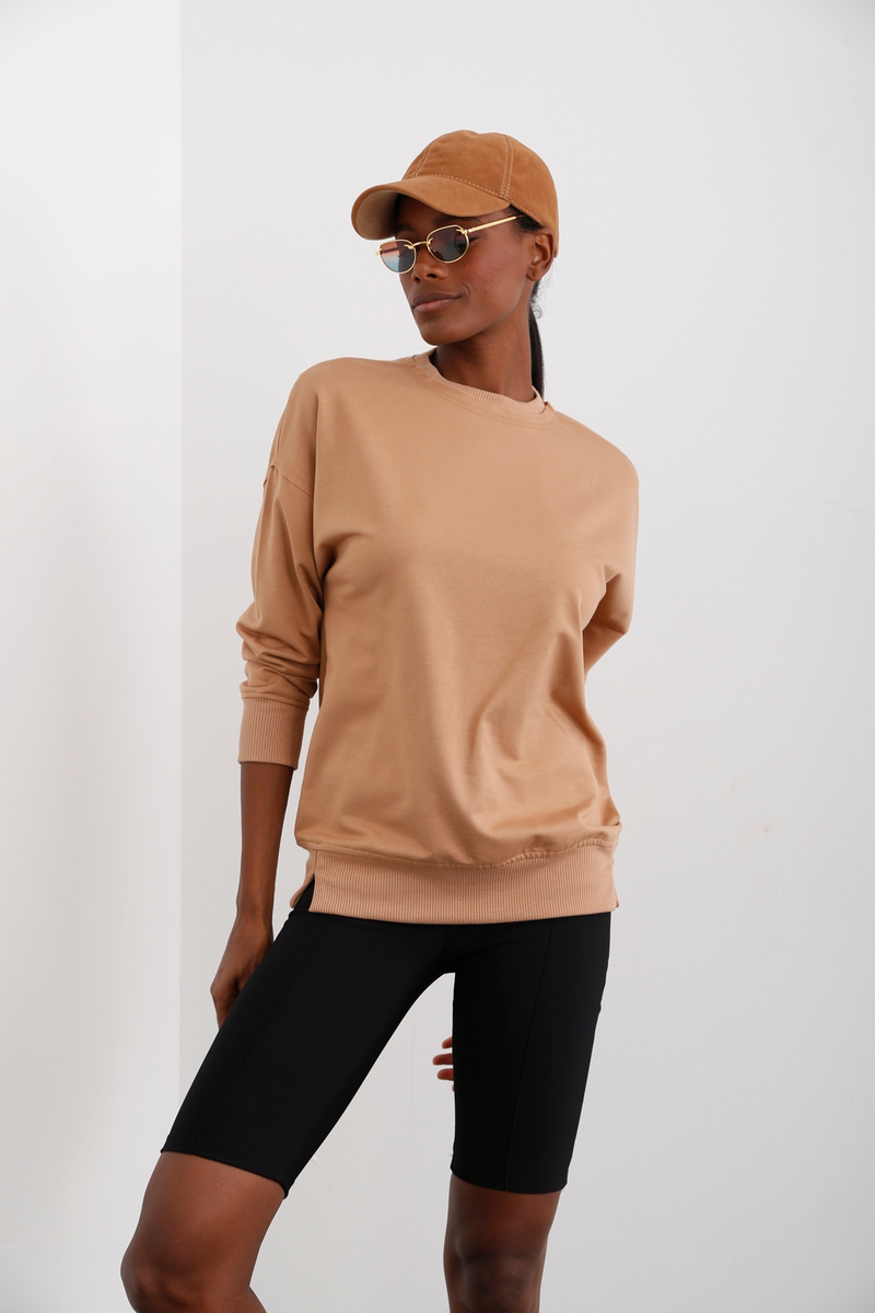 Sütlü Kahve Basic Sweatshirt 9002
