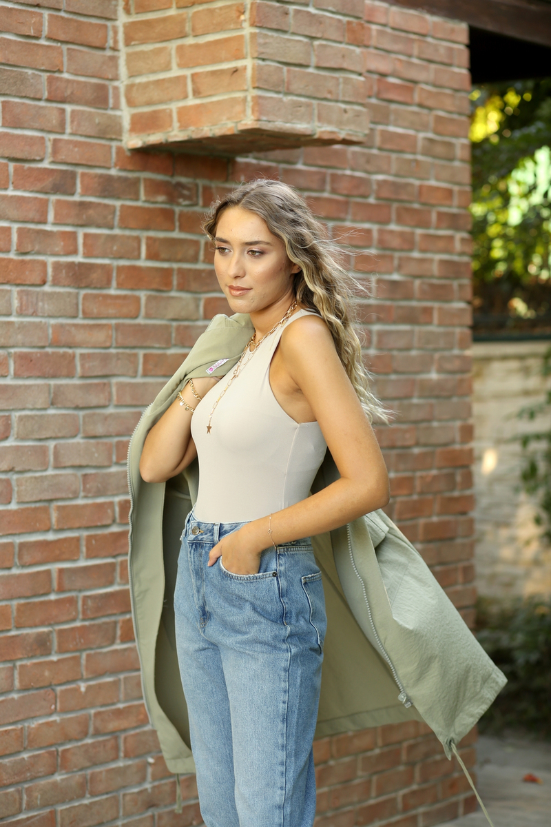 Taş Kolsuz Bodysuit 18073