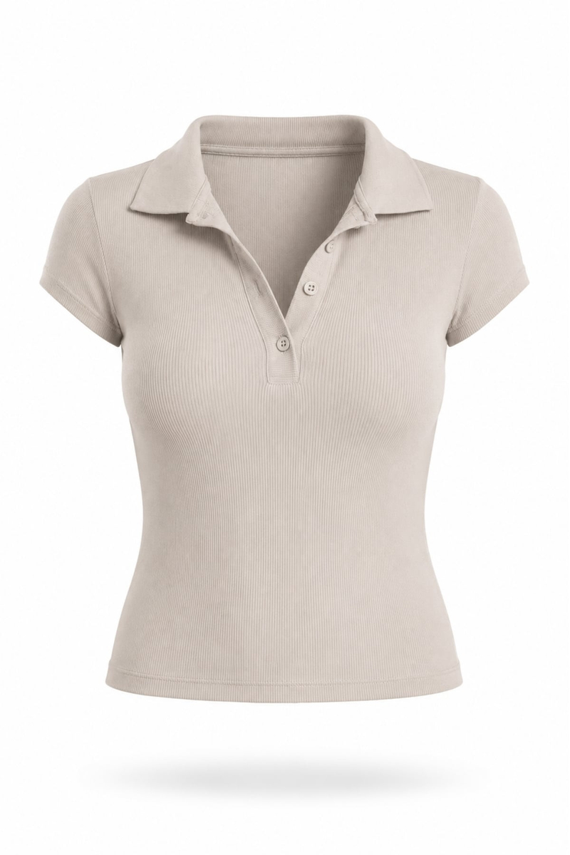 Taş Polo Yaka Fitilli Tişört 16706