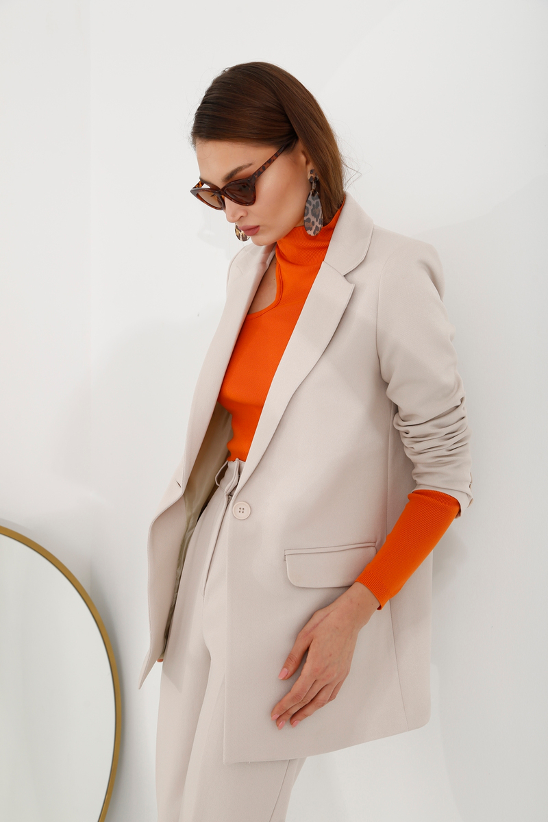 Taş Tek Düğme Blazer Ceket 