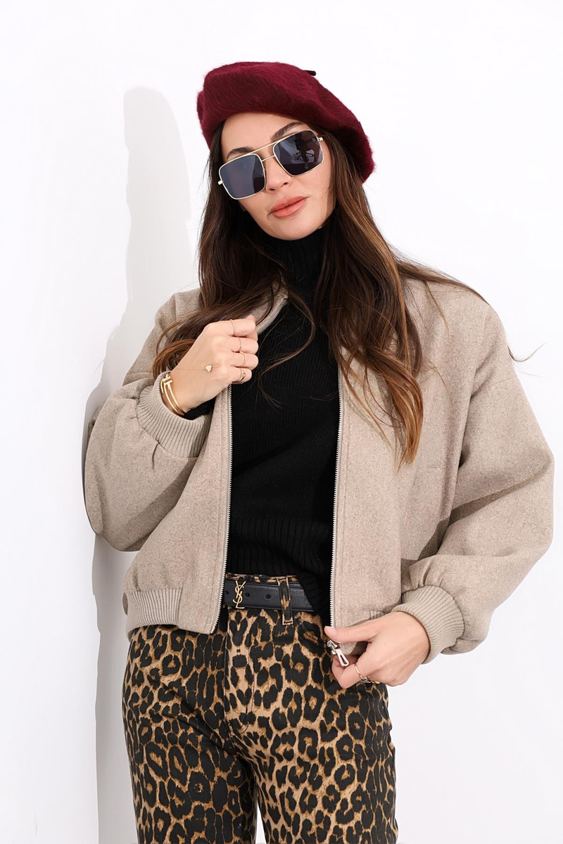 Vizon Kaşe Bomber Ceket 5086