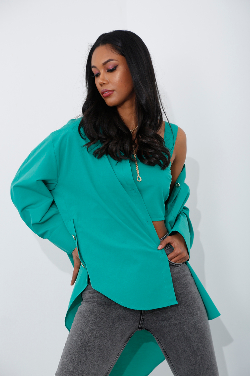 Yeşil Büstiyer Gömlek Takım 13019