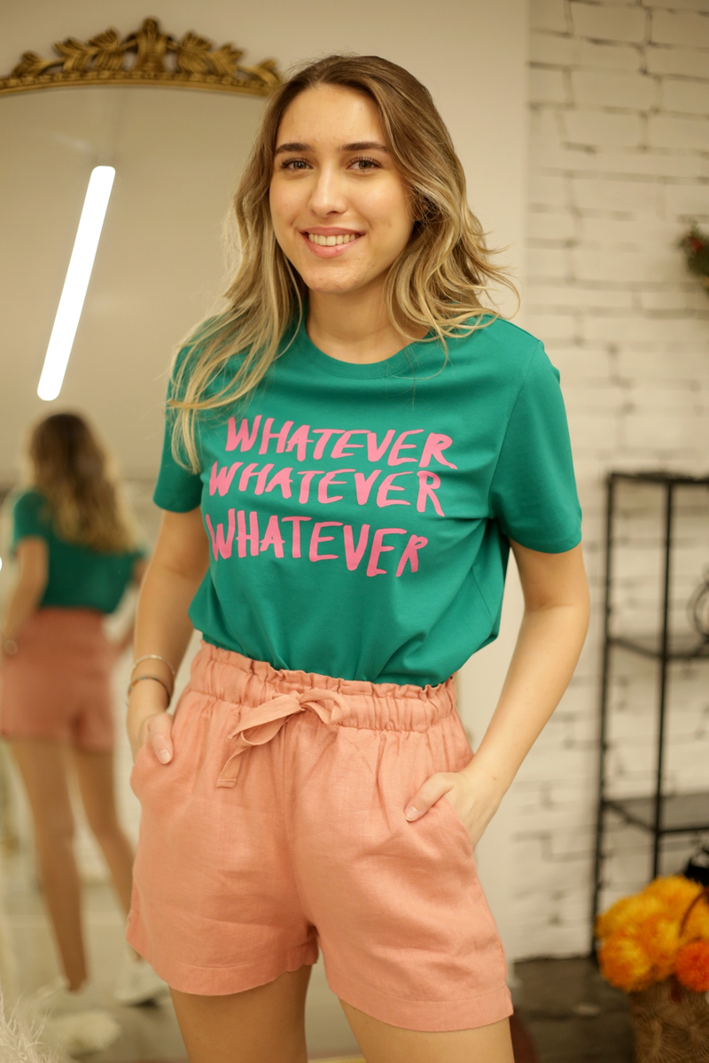 Yeşil Whatever Baskılı Tshirt 