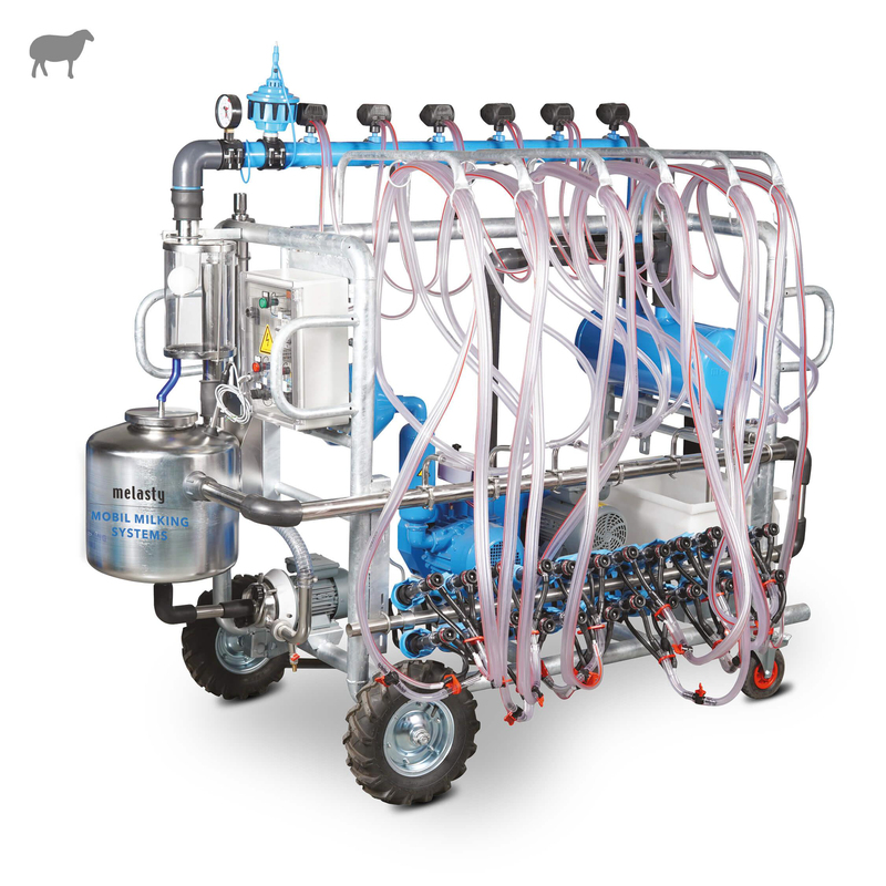 Melasty On İkili Mobil Koyun Sağım Sistemi (380V-50Hz-2,2kW) (750 L/Dk) (Elektronik Pulsatör) (Silikon Memelik) | Cimritilki.com