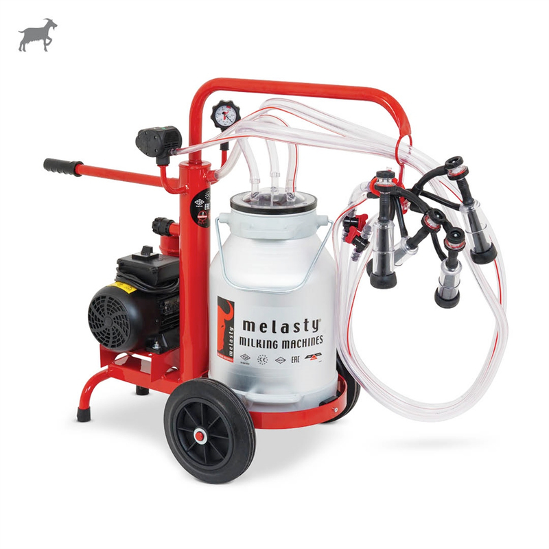 MelastyTEKKC2-AKKeçi İkili Süt Sağım Makinesi (Alüminyum Güğüm - Kauçuk Memelik) (Ecomini) (Kuru Pompa)  | Cimritilki.com