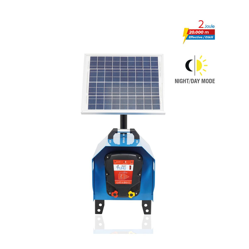 Puhu Compact Güneş Enerjili Elektrikli Çit Cihazı (20 W) (2 Joule = 20.000 m) | Cimritilki.com