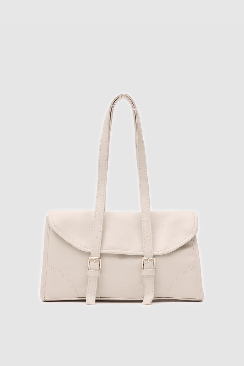 Calvino Krem Vintage Baget Çanta