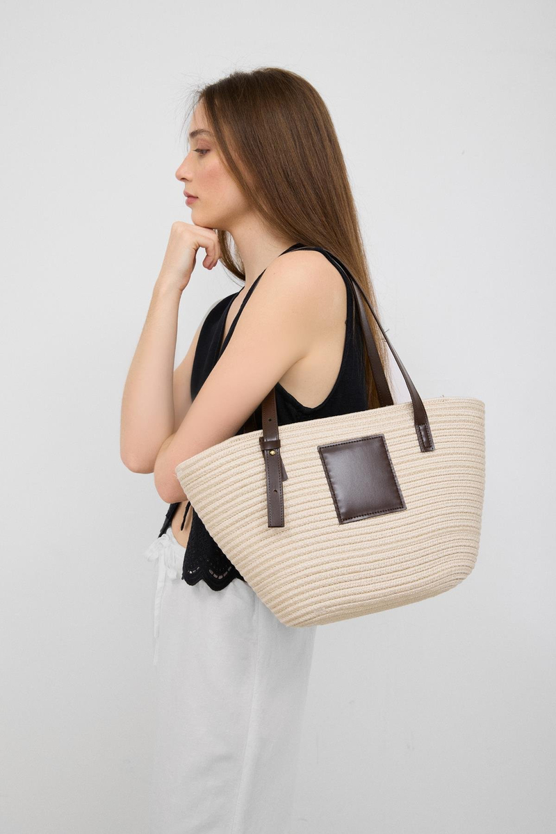 Vittoria Handmade Hasır Çanta Krem