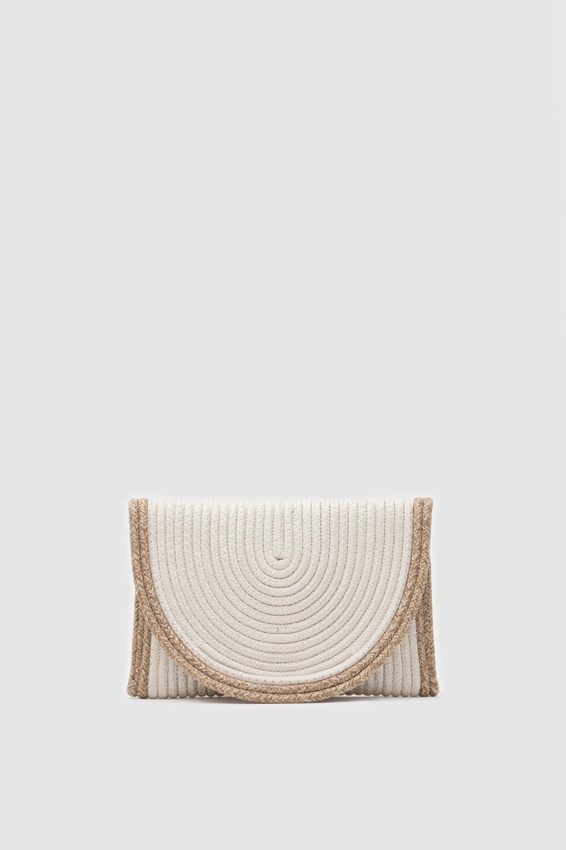 Toffe Handmade Clutch Hasır Çanta Krem