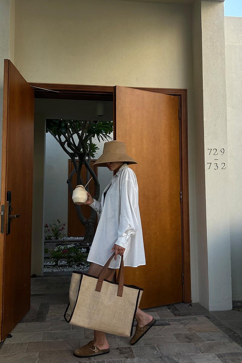 Arc X Large Hasır Kahverengi Saplı Tote Bag 