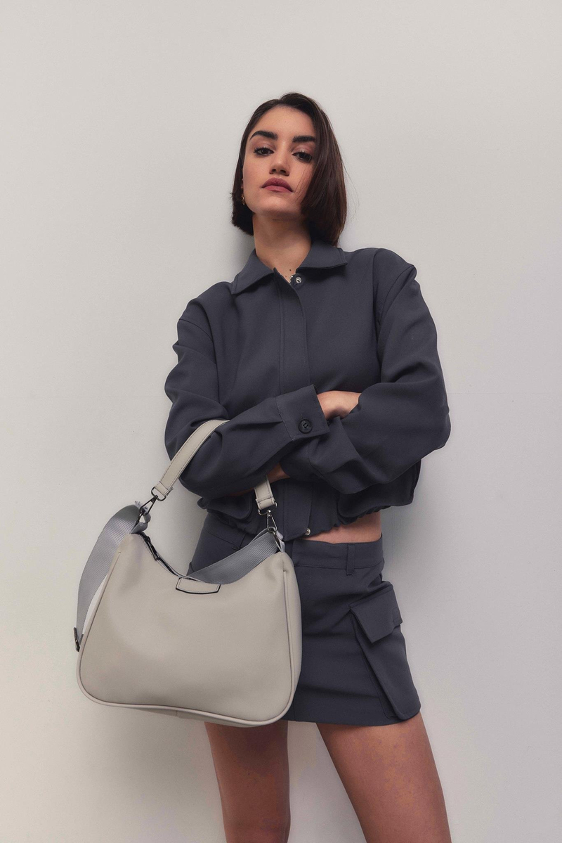 Çift Askılı Omuz Çantası Katrine Gri