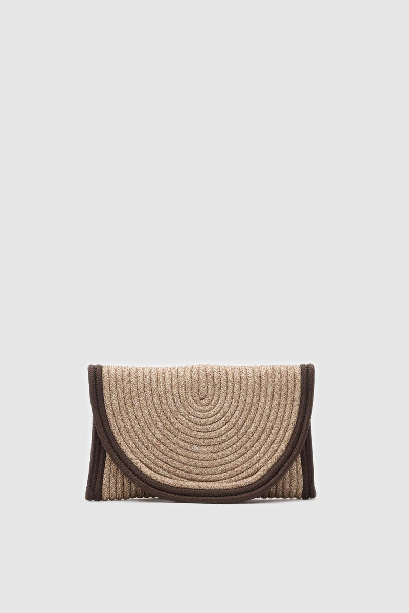 Toffe Handmade Clutch Hasır Çanta Vizon