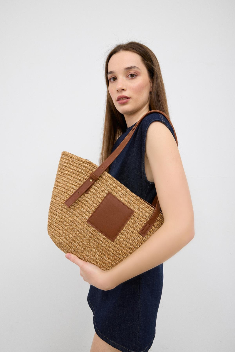 Vittoria Handmade Hasır Çanta Vizon