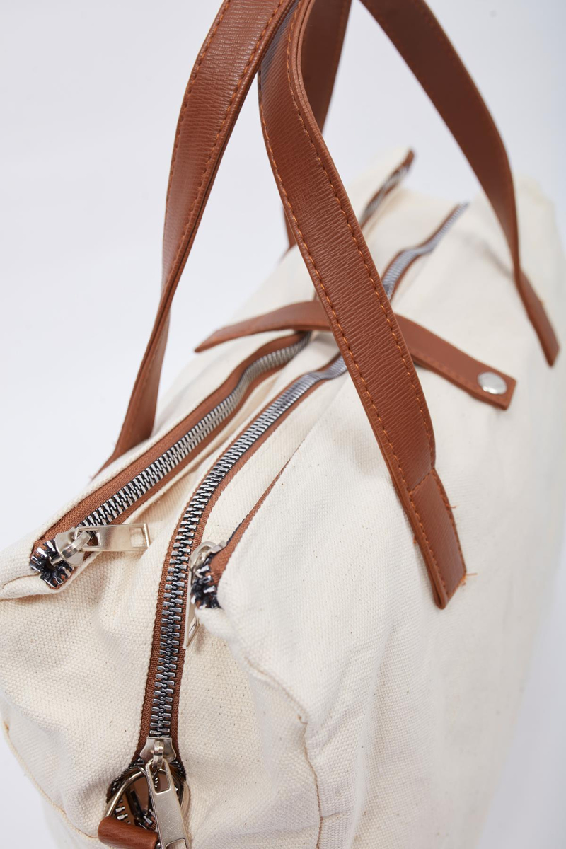 Organik Keten Kumaş Shopper Çanta Leon Taba