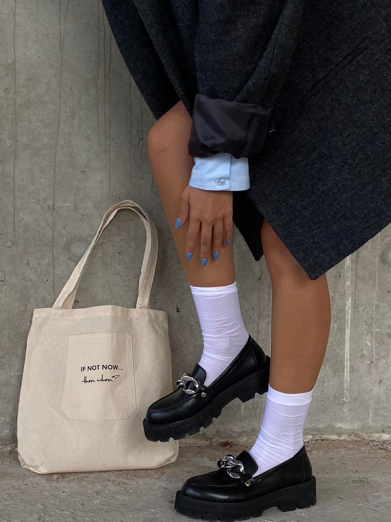 Organik Keten Siyah Shopper Çanta Harper