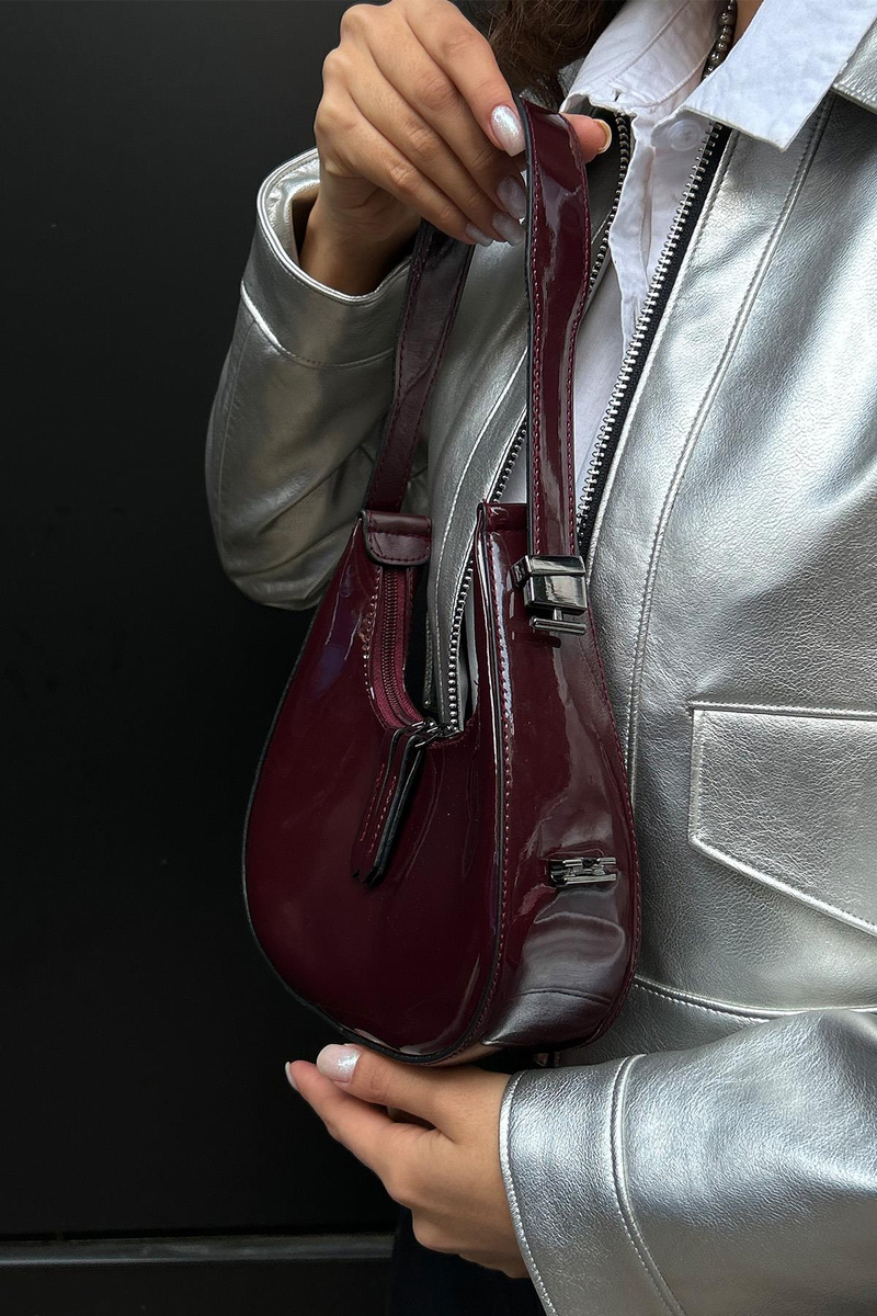 Rugan Baget Çanta Cherry Bordo