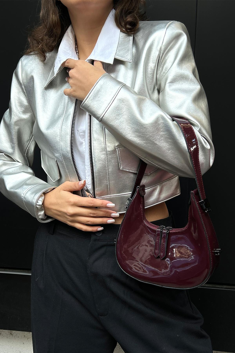 Rugan Baget Çanta Cherry Bordo
