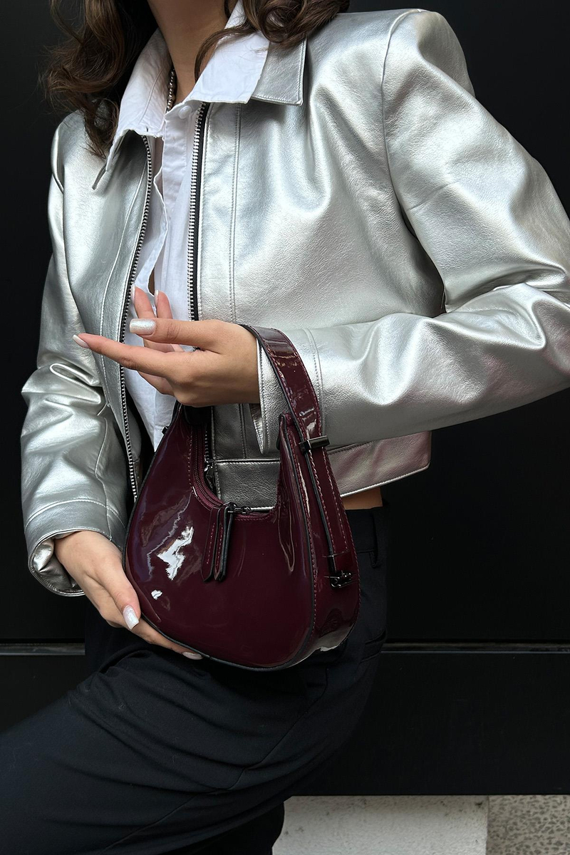 Rugan Baget Çanta Cherry Bordo