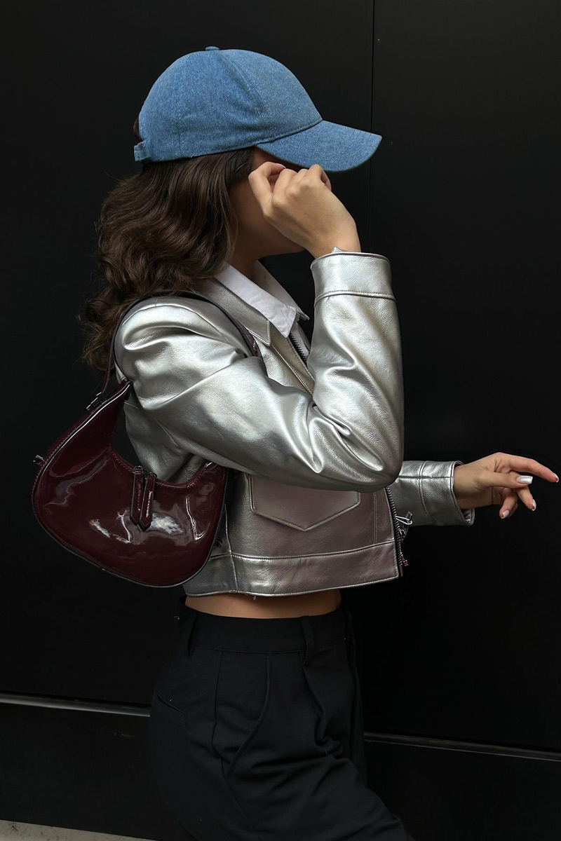 Rugan Baget Çanta Cherry Bordo