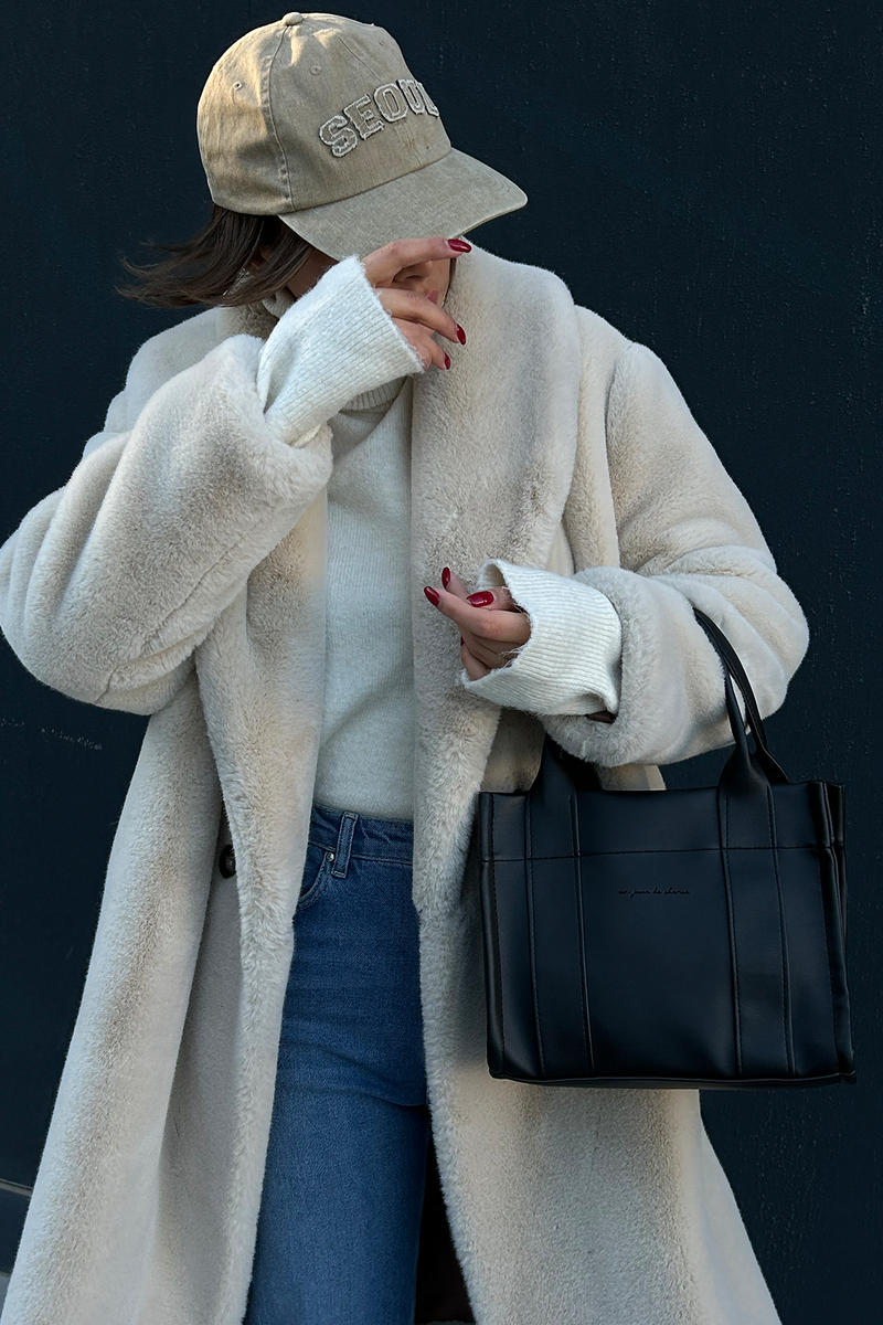 Suni Deri Tote Bag Bonnie Siyah