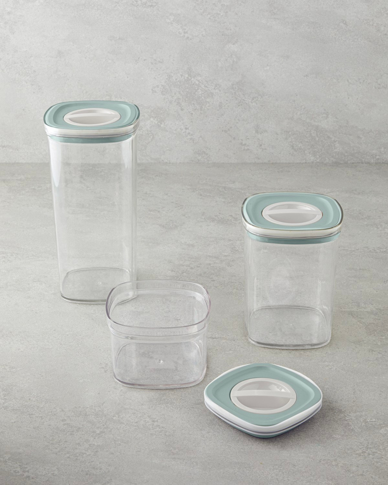 Adly 3 Parça Saklama Kabı 700 ml – 1,4 L – 2 L Yeşil-Krem