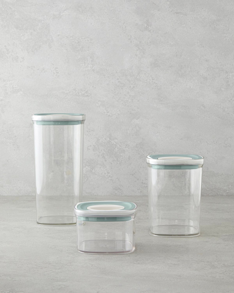 Adly 3 Parça Saklama Kabı 700 ml – 1,4 L – 2 L Yeşil-Krem