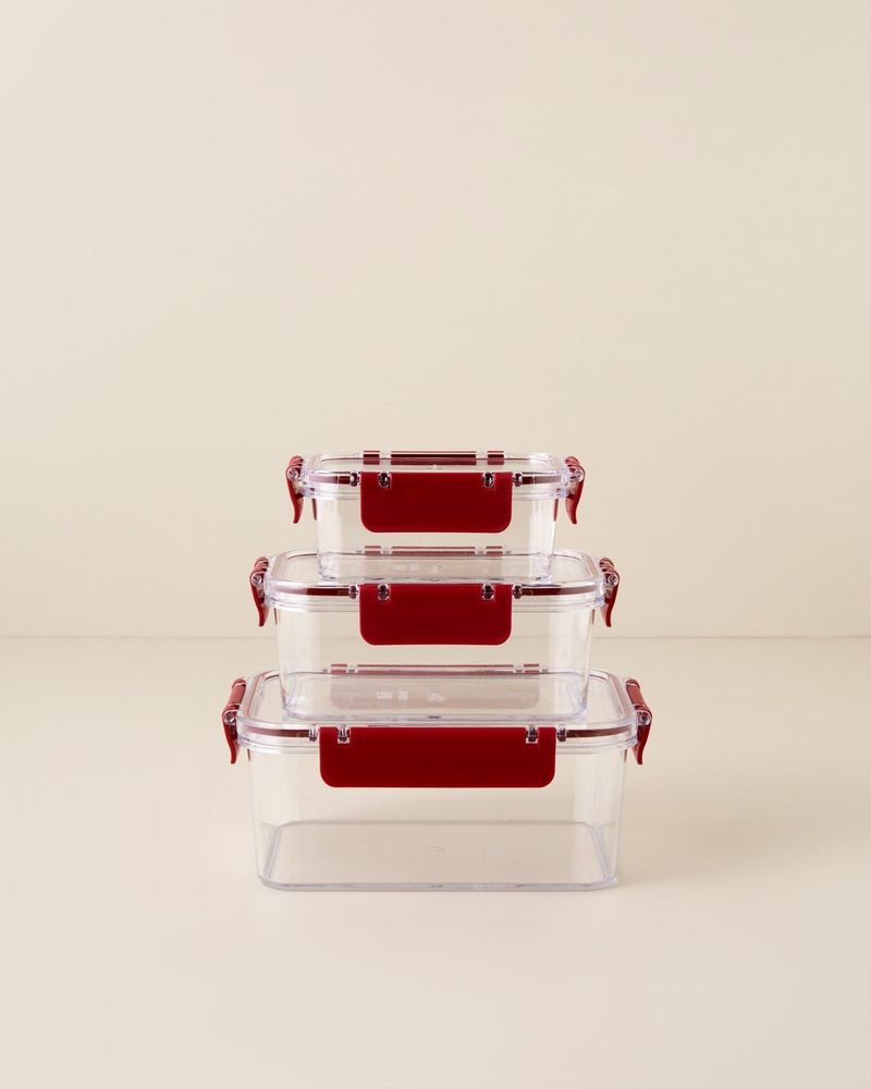 Ador Plastik 3'lü Saklama Kabı 375-800-1700 ml Bordo