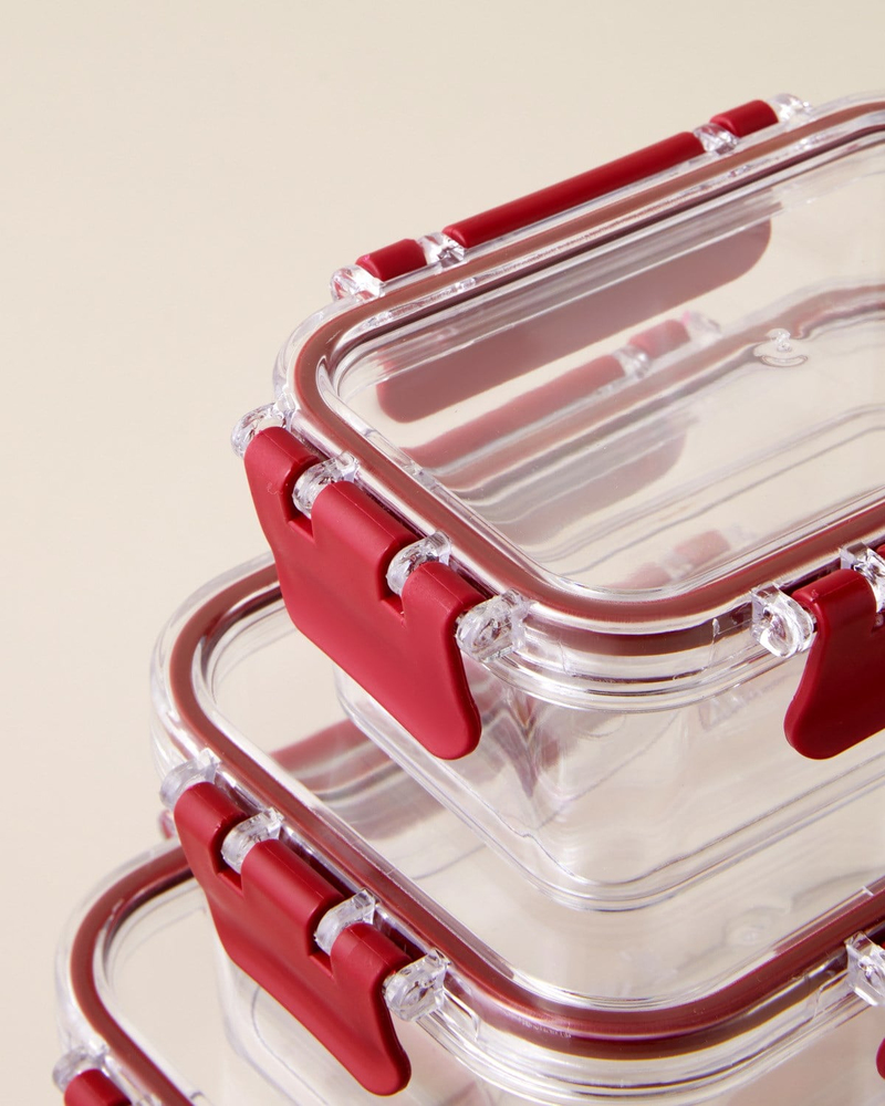Ador Plastik 3'lü Saklama Kabı 375-800-1700 ml Bordo