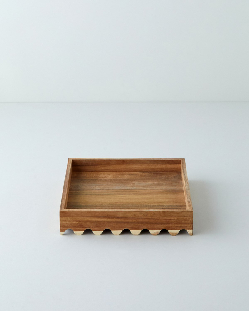 Akasya Dekoratif Tepsi 25x25x5 cm Koyu Kahverengi