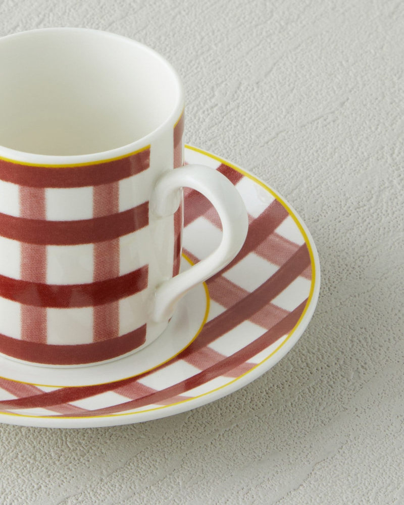 Almeda New Bone China 4 Parça 2 Kişilik Kahve Fincan Takımı 80 ml Bordo
