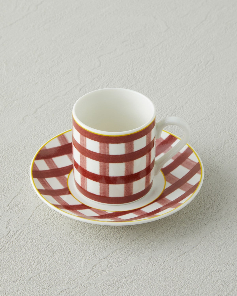 Almeda New Bone China 4 Parça 2 Kişilik Kahve Fincan Takımı 80 ml Bordo
