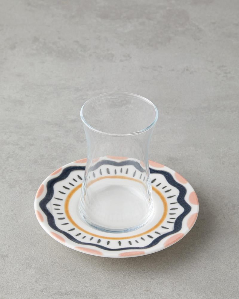 Alvina Porselen 12 Parça 6 Kişilik Çay Seti 165 ml Mavi - Pembe