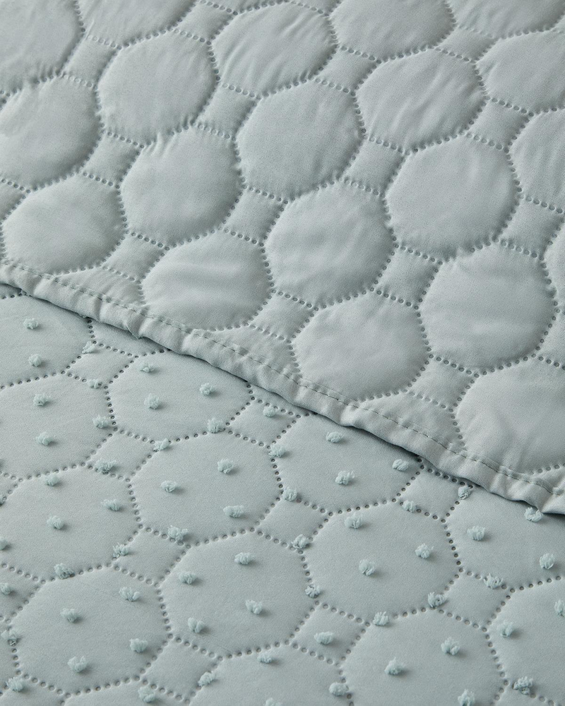 Amabile Kesmeli Çift Kişilik Yatak Örtüsü Takımı 200x220 cm Su Yeşili
