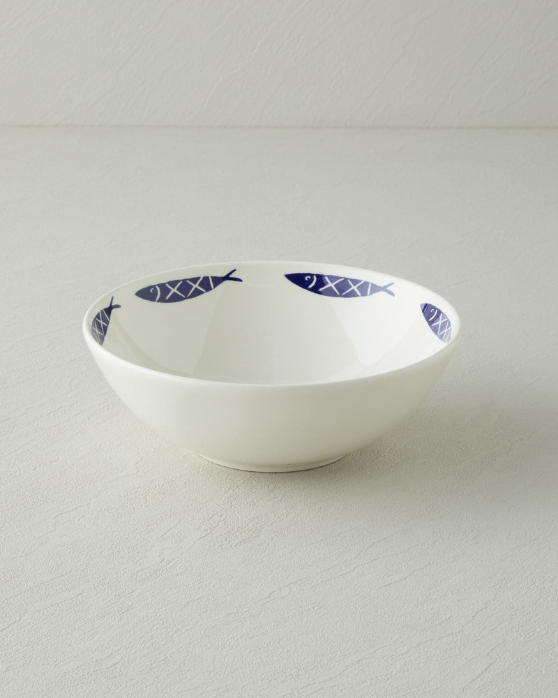 Aqua Rhythm Seramik Kase 20 cm Beyaz - Lacivert